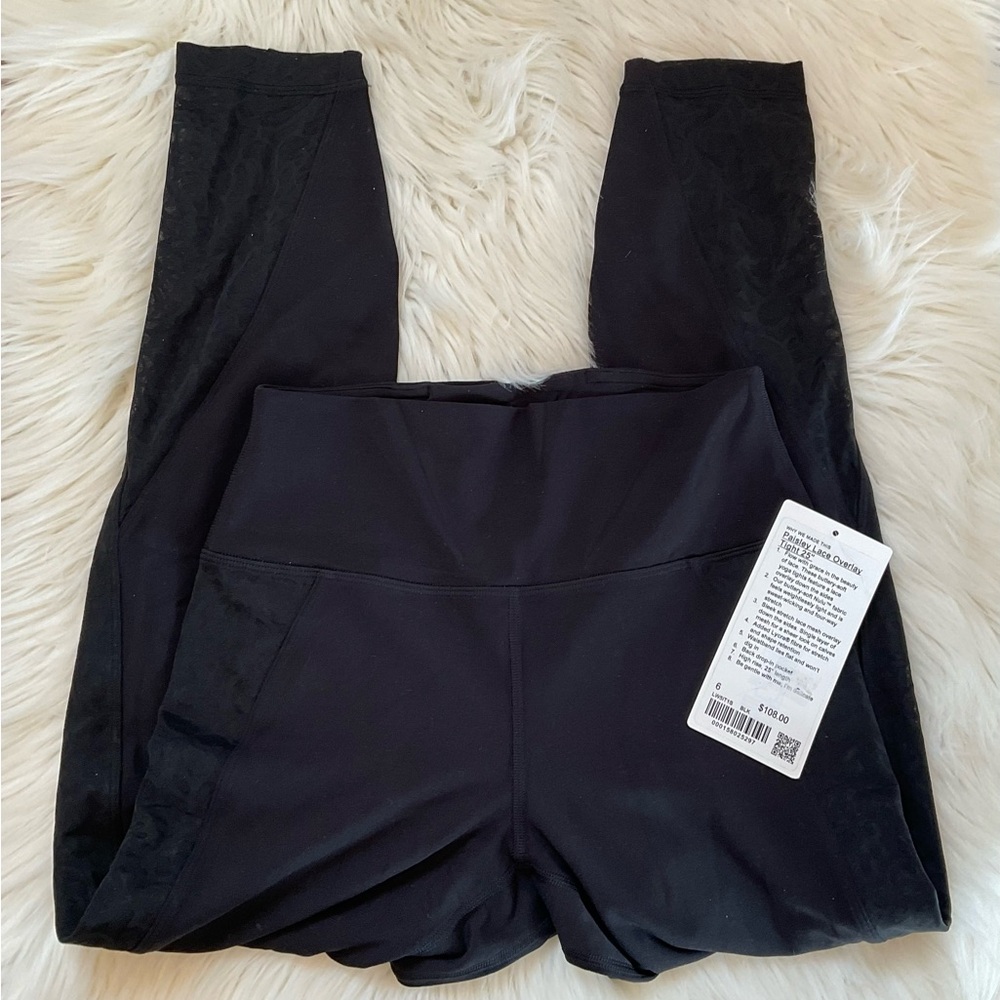 Lululemon Paisley Lace Overlay Tights  / Leggings - NWT - Size 6 - Black - Picture 3 of 9